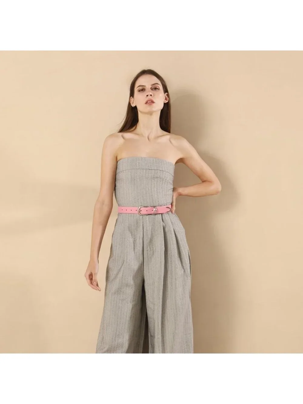 Women Pink Leather Waist Dress Belt For Pants Jeans Fashion With Silver Buckle